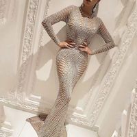 Gold Aso Ebi Mermaid Veal Dresses Long Sleeves Arecer Neck Sweep Train Plus Size Floral Lace Porm Barty Party for Arvic Women 2023