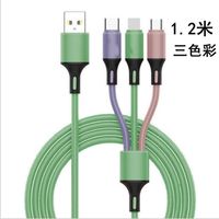 3 in 1 One Dragging Nylon Braided USB Cables 1. 2m Fast Charg...