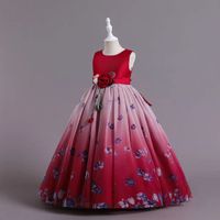 빈티지 공주 꽃 여자 드레스 레이스 3D 꽃 결혼식 공보를위한 특별한 날 가운 아이 키즈 대회 가운 친교 드레스