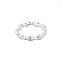 Küme halkaları boncuklu deniz kabuğu yüzüğü otantik 925 Sterling Gümüş Takı Kadın için Avrupa Tarzı Yapımı ELOI22