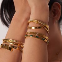Titanium steel opening bracelet 18K gold non- fading stainles...