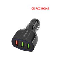CE FCC 3 USB -billaddare 7A QC 3.0 Adaptiv Fast Charging Home Travel Charge Plug -kabel USB -kabel för mobiltelefon