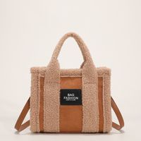 Shopping Bags Lamb Plush Handle Bags For Women Winter Portab...