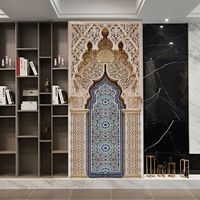 Muurstickers 2 stks/set moslim Great Moskee of Mekka Door Art Mural Sticker Home Decor Living Room Pel Peel Stick Paper 230227