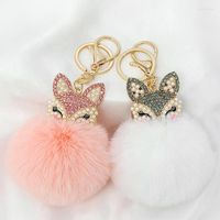 Cute Heart Pompom Keychain Charms Pearl Tassel Fluffy Flush Faux