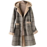 Fasci di lana da donna Mescola inverno pelli di abbigliamento per lana di abbigliamento un corpo Aggiungi velluto spesso mantieni la giacca calda medio lungo cappotto con cappuccio 230228