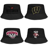 Logotipo de futebol de Badgers de Wisconsin e mulheres Buckethat Cool Plain Bucket Baseballcap Gold Mesh230o