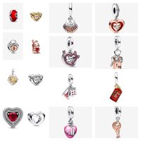 Nuovi popolari 925 Pure Silver Valentine's Day Affascinante Scrub Red Love Pearl è adatto per bracciali Pandora primitivi gioielli fai -da -te