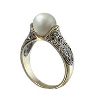 Vintage Silber/Gold/Roségold Crave Blumenringe runden Perle Inlay Engagement Ehering für Frauen