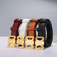 Genuine Leather Belts with Gold Buckle for Women Men Fashion...
