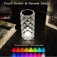 USB -uppladdningsbar LED -nattljus 3 16 färger Touch/Remote Diamond Rose Lamp Crystal Table Lamp Romantic Christmas Bar Party Projector Atmosphere Light