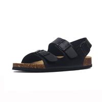 Sandalet Moda Cork 2023 Erkekler Sıradan Yaz Plajı Gladyatör Çift toka kayışı ayakkabı düz siyah beyaz artı 35-44 45