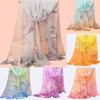 Bufandas mujeres delgadas seda multicolor estampado floral bufanda larga bufanda para dama envoltura suave damas chal mujer verano