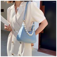Bolsas de ombro bolsa de pérolas para mulheres bolsa de verão moda simples e casual de um bastão