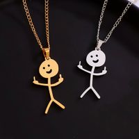 Stainless Steel Necklace Hip Hop Fun Graffiti Funny Middle F...