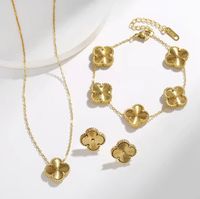 4 Four Leaf Clover Luxury Designer Jewelry Sets Diamond Shel...