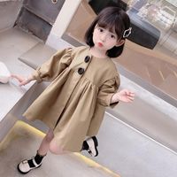 Coat 2023 Spring Kids Clothes Girl Fashion Long Round Collar...
