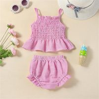 Clothing Sets Born Infant Baby Girls Spring Summer Solid Cot...