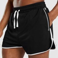 Pantalones cortos para hombre, pantalones de cuarto de bolsillo sólidos con cordón de barra blanca de empalme deportivo de verano para hombre