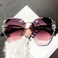 2023 luxus Marke Design Vintage Randlose Strass Sonnenbrille Frauen Männer Mode Gradienten Objektiv Sonnenbrille Shades für Weibliche