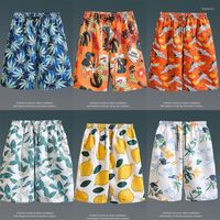 Pantalones cortos de verano para hombre, vacaciones en la playa, florales, recortados, informales, de talla grande, hawaianos, a la moda, pantalones de playa holgados de secado rápido
