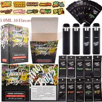Jungle Boys Cigarrillos electrónicos negros de 1 ml Con batería de 280 mAh Bolígrafos Vape desechables Recargable 10 sabores disponibles con el paquete Cargadores USB de botón Precalentamiento