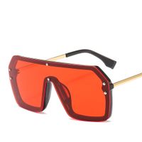XaYbZc Rot Schwarz Übergroße Quadratische Sonnenbrille Frauen Neue 2023 Einteilige Linse Großen Rahmen Sonnenbrille Für Mann UV400 Silber spiegel
