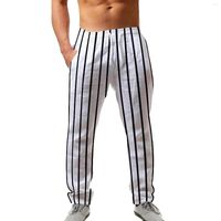 Men' s Pants Men' s Linen Cotton Striped Slim Fit Jog...