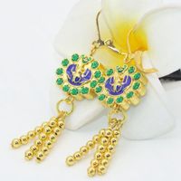 Серьги высокого качества золотого цвета Cloisonne Long Tassel for Women Fashion Gifts Drop Jewelry B2607