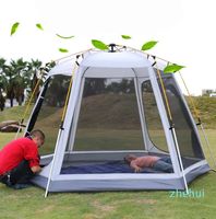 Tenda da campeggio esagonale in alluminio con palo grande Tenda da sole per 46 persone Picnic ricreativo Outdoor Tool7408495