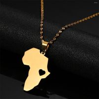 Pendant Necklaces Stainless Steel Africa Heart Map Necklace ...