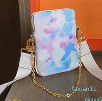 Watercolor Mobile Phone Bag Ladies Chain Messenger Handbag C...