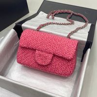 23A Womens Designer Classic Mini Tweed Pink Blue Flap Square...