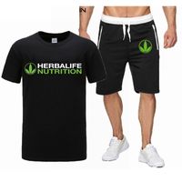 Men's Tracksuits 2 peças homens conjuntos Herbalife Nutrition Rouno Summer Roupas masculino Sportswear Sports Print shorts Camiseta Casual Terno
