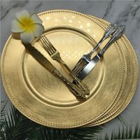 Teller Gro￟handel Dinner 13 Zoll Gold Plastik Perlen Ladeger￤t Elegente Perlengericht Dekorative Salat Hochzeit Weihnachts Salver