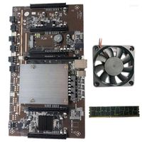 Motherboards X79 H61 BTC Mining Motherboard LGA 2011 60mm Pitch mit RECC 4G DDR3 RAM -K￼hlungsl￼fter f￼r Miner -Grafikkarte