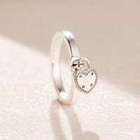 Heart Shaped Padlock Ring 925 Sterling Silver Women Wedding ...
