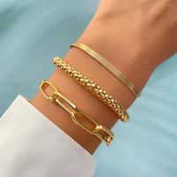 Bracelets de charme bracelet en métal doré punk pour les femmes à chaîne épaisse lien hommes bracelets tendance hip hop rock mode bijoux