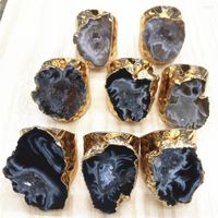 Cluster Rings Natural Brazilian Electroplated Golds Color Ed...