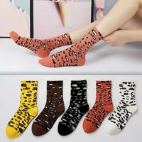Mujeres calcetines jap￳n harajuku leopardo grano elegante calcet￭n largo suelto oto￱o invierno Corea su ocio vendiendo