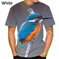 Camisetas para hombres: vendedor de pájaro kingfisher 3D impresión 3D camiseta de manga corta de manga corta de moda