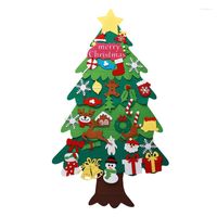 Weihnachtsdekorationen Kinder DIY Filzbaum mit Ornamenten Kinder Jahr Geschenke für Tür Wand Hanging Dekoration