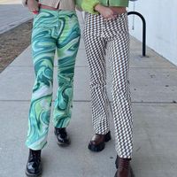 Pantalon f￩minin Capris Zebra Impression de la taille haute taille Longs dames vintage mode mince agrandissement du streetwear f￩minin
