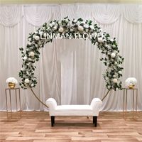 50 cm DIY Hochzeit Blumenwand Arrangement versorgt Seiden Pfingstrosen Rose künstliche Blumenreihe Dekor Ehe Eisenbogen Hintergrund