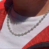 Cadenas 2022 Collares de gargantilla de cadena de enlace de 4 mm de oro de oro con pulsera de moda pavimentada de circon￭a c￺bica