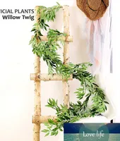 Plantas artificiales de alta calidad seda silwow guirnalda corona de ratán falsas ramitas colgantes de seda verde hoja de boda para boda de la pared del hogar vegetación