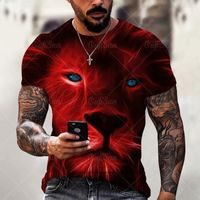 Мужские футболки T и женские 3D Tiger Lion Print Forts Модные круглая шея с коротким рукавом уличная одежда хип-хоп лето