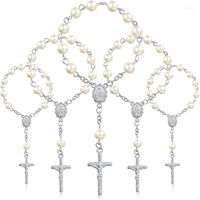 Bracelets de charme 30pcs Bapt￪me Roads perles de doigt les rosaires fausses perles pour les faveurs bapt￪me de communion
