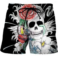 Short masculin Skull Beach Skeleton Graphic 3D Pattern Dark Boardshorts Men / Femmes Pantalons courts Hip Hop Halloween Bottoms