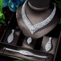 Pendientes de collar Juego de lujo CZ Joyer￭a africana para mujeres Circ￳n de boda Cristal Bridal Bijoux N-1153